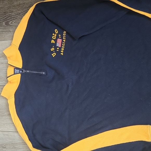 U.S. Polo Assn. Navy and Yellow Long Sleeve Tee - Picture 2 of 3
